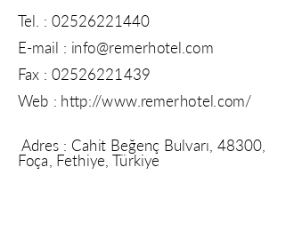 Remer Hotel iletiim bilgileri